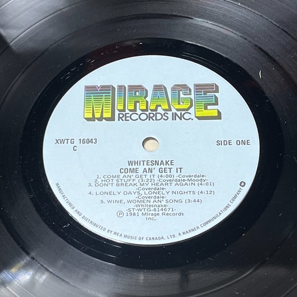 Whitesnake Vinyl. Come An' Get It. Canadian Release. 1981. V.G. Condition - Picture 7 of 11